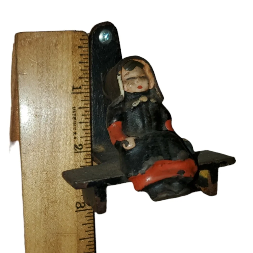 VINTAGE CAST IRON Amish Woman Wall Hook or Shelf Decor Handmade by Amish